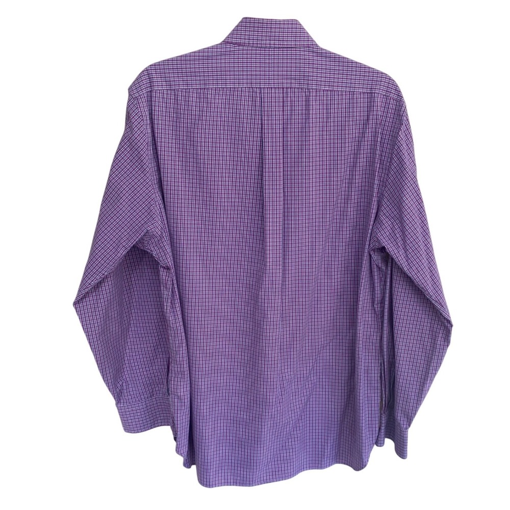 Ralph Lauren‎ Button Down Shirt Purple Plaid Easy Care Long Sleeve Men sz L Prep - Picture 2 of 5
